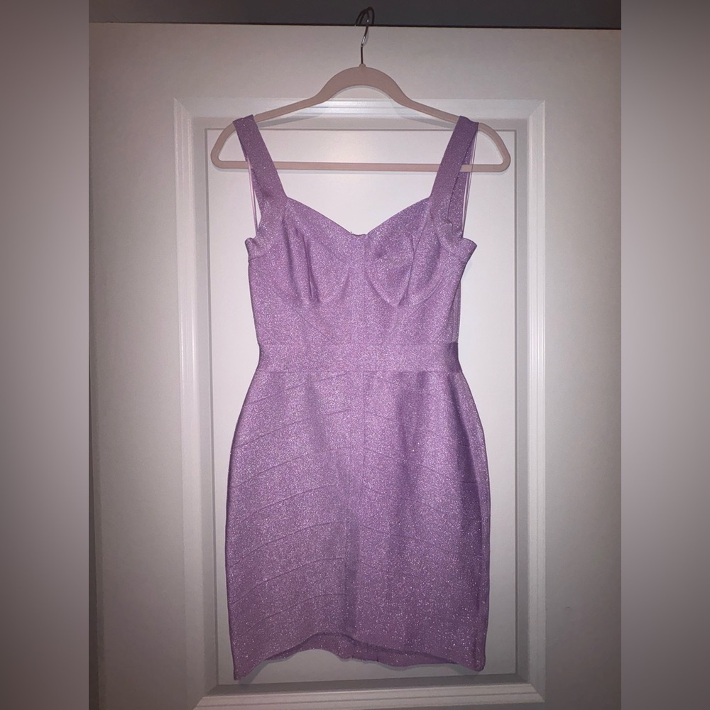 Fashion Nova Glitter Purple Bandage Dress